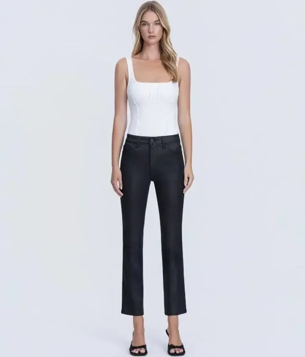 Vervet Jeanne  High Rise Stretch Slim Ankle Black HiddenButton Fly Jeans Size 25